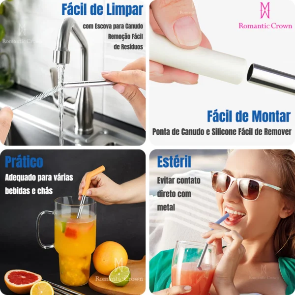ROMANTIC CROWN Copo Térmico Inox Portátil 1200ml/1.2L Garrafa Térmica Inoxidável com Tampa e Canudo - Imagem 4